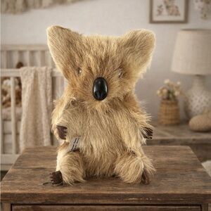 Vintage Koala Bear Plush West Germany Calf Fur Stuffed Animal Mid Century Tagged